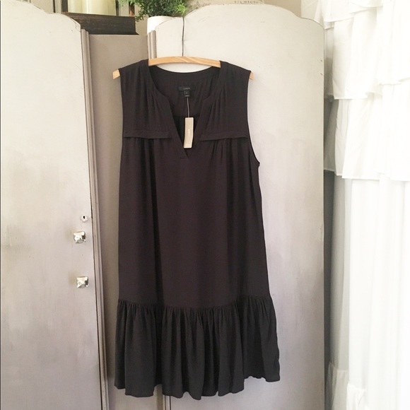 J. Crew Dresses & Skirts - J. Crew Sleeveless Black Ruffled Hem Dress NWT